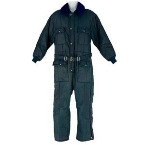 70s Walls Blizzard Pruf insulated coveralls belted navy Large 1970s vintage
